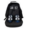 Open KR Diamond Backpack showing the interior shoe shelf and individual shoe pockets