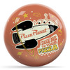 Disney Pixar Toy Story Pizza Planet bowling ball with the rocket ship, an Alien and "TAKE ME TO YOUR PIZZA" text