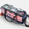 Clear top on KR Strikeforce USA Slim Triple Tote showing three bowling balls inside