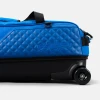 Blue quilted leather panel with embossed Strikeforce logo on Diamond Slim Triple Tote