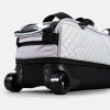 Wide skateboard-style wheels and black EVA base on grey Diamond Slim Triple Tote