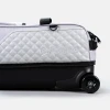 Grey quilted leather panel with embossed Strikeforce logo on Diamond Slim Triple Tote