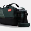 Red Strikeforce logo patch and padded tow strap on Hunter Green Diamond Slim Triple Tote