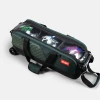 Transparent dual-zipper top on Hunter Green KR Strikeforce Diamond Slim Triple Tote with three balls