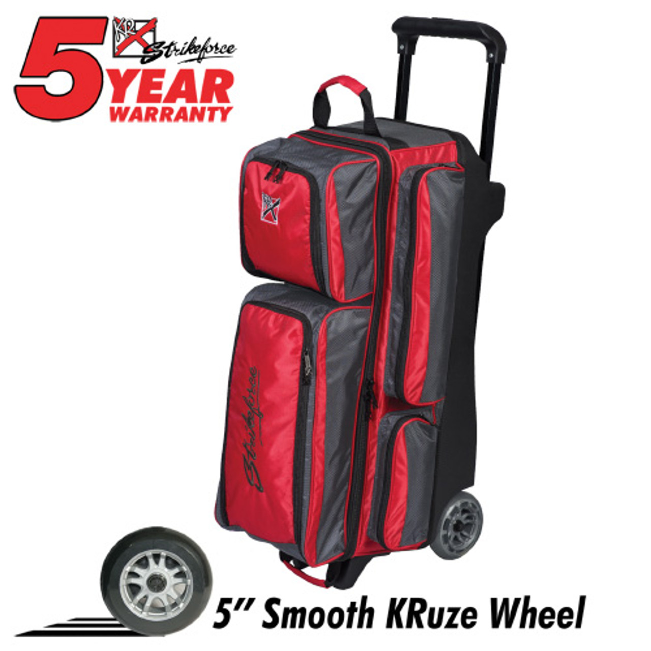 KR Strikeforce Konvoy 3 Ball Roller Bag Red/Smoke