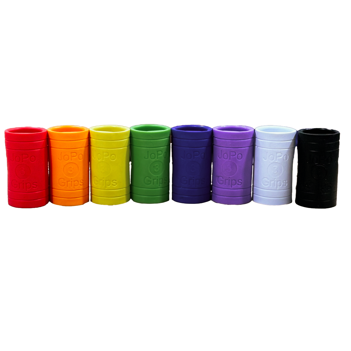 JoPo Finger Grips packaging for P0D Power Oval Oval Dot finger inserts with JoPo logo visible showing multiple colors available