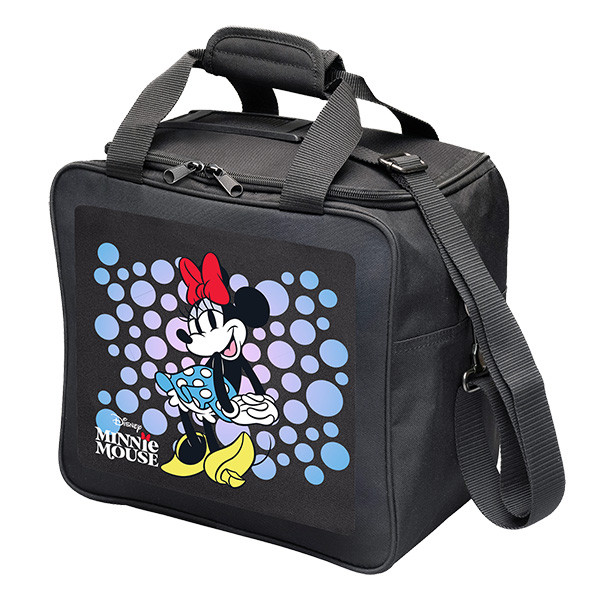 Disney Minnie Mouse single ball bowling bag with adjustable shoulder strap and padded handle