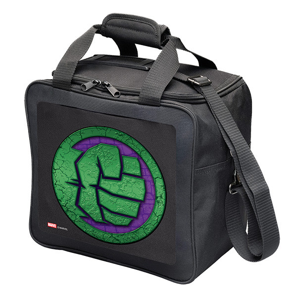 Marvel Hulk Icon one ball bowling tote bag with adjustable shoulder strap and padded handle
