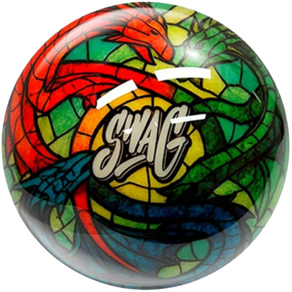 SWAG Dragon Stained Glass Poly Bowling Ball Swag Logo