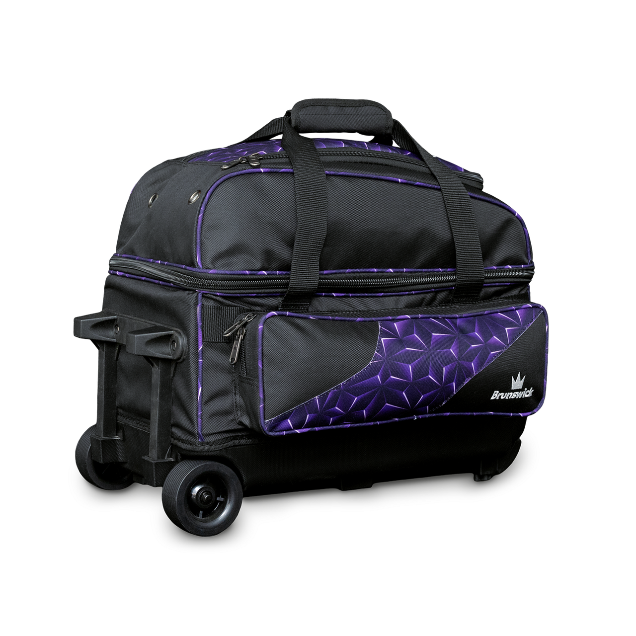Side view of Brunswick Zone Double Roller purple prism with 3 inch wheels