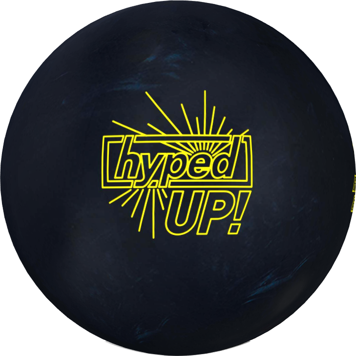 Roto Grip Hyped UP bowling ball front view showing black and black pearl swirl with Roto Grip logo