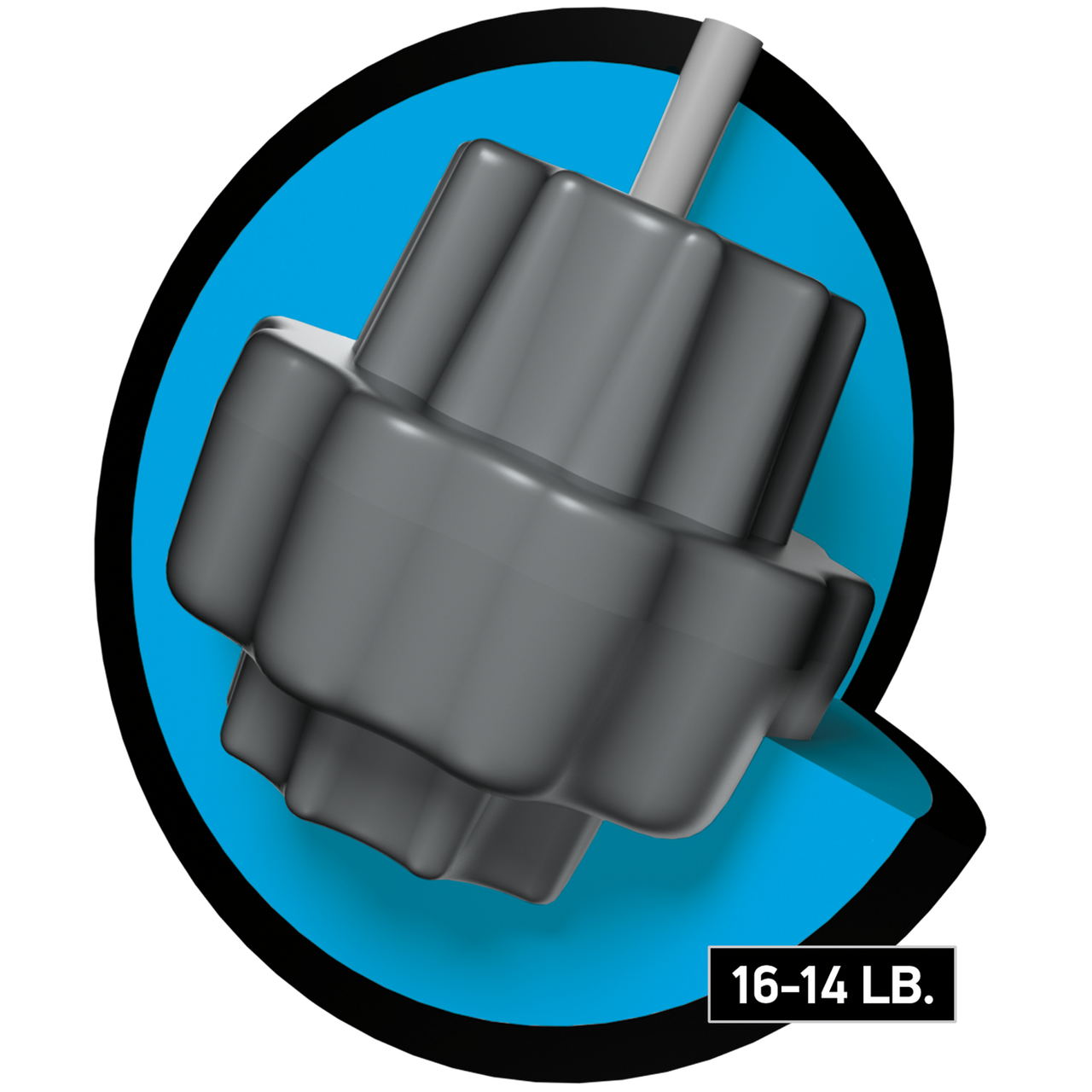 Brunswick Warning Alert symmetric core hybrid reactive bowling ball core illustration of core used in 14 to 16 pounds