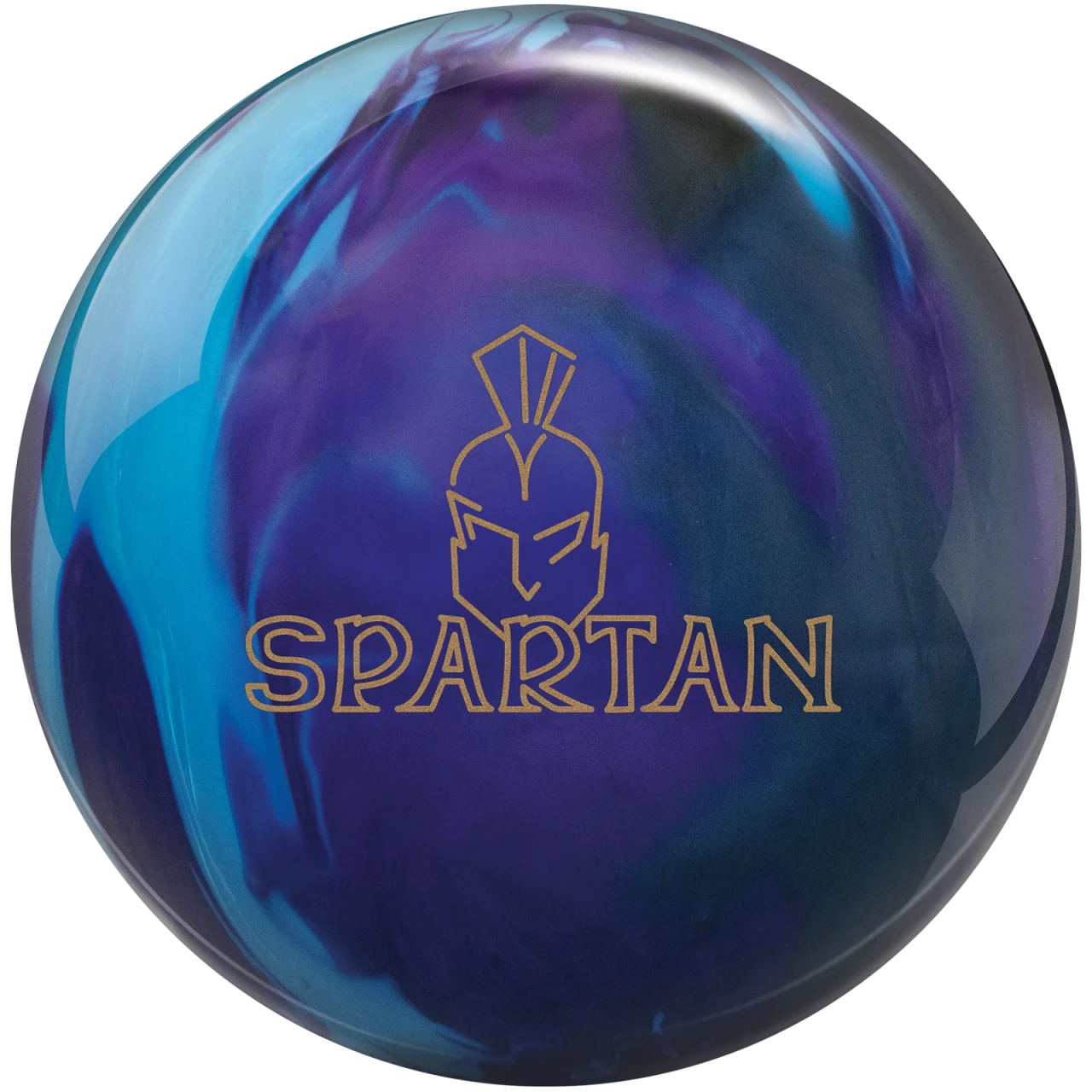 Ebonite Spartan Pearl HK22C2 Optimize Pearl reactive bowling ball Sky Blue Purple Carbon front logo view