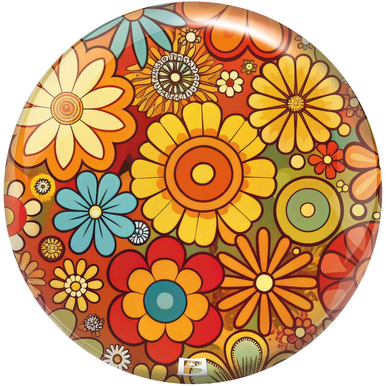 Brunswick Retro Flowers polyester bowling ball purple pink berry floral design front view