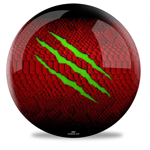 Motiv Primal Red Lime Spare Bowling Ball polyester straight line performance front view