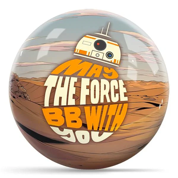 Star Wars BB-8 Droid bowling ball with high-definition droid artwork on white and orange background