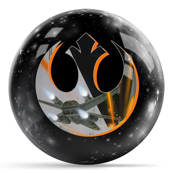KR Strikeforce Star Wars X-Wing Starfighter bowling ball polyester plastic spare ball front view