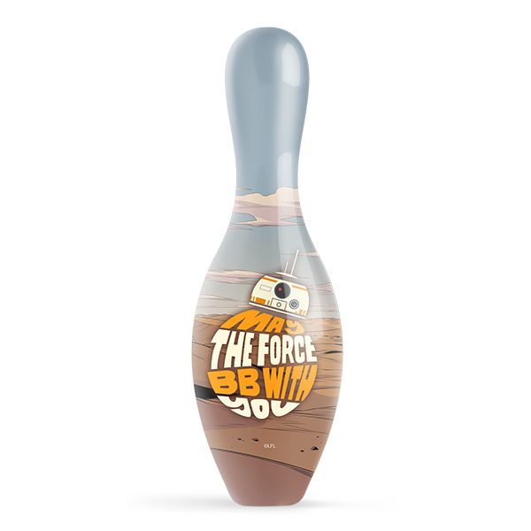 Close up of Star Wars BB-8 Droid bowling pin high-quality droid graphics
