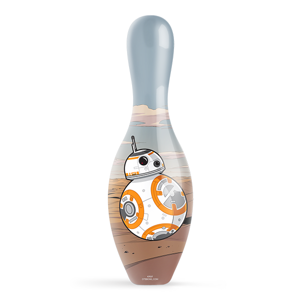 Star Wars BB-8 Droid official size bowling pin with colorful BB-8 artwork front view