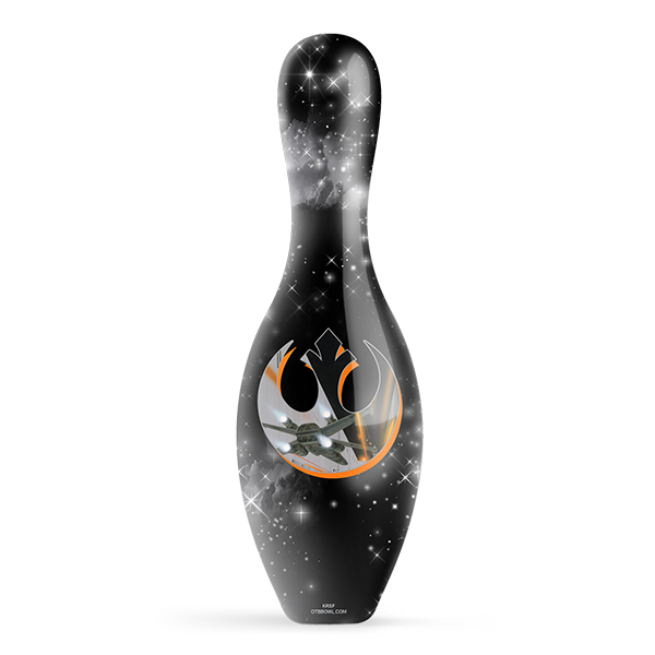 Star Wars X-Wing Starfighter official size bowling pin with starfighter artwork front view