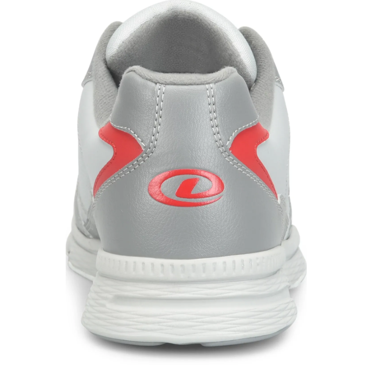 Back view of Dexter Ricky V wide width bowling shoes showing non-marking rubber outsole and horseshoe heel
