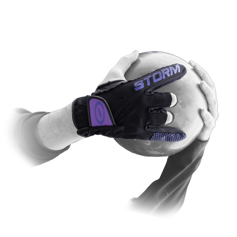 Storm Power Glove Throttle bowling glove front view showing tacky palm pad and Storm logo