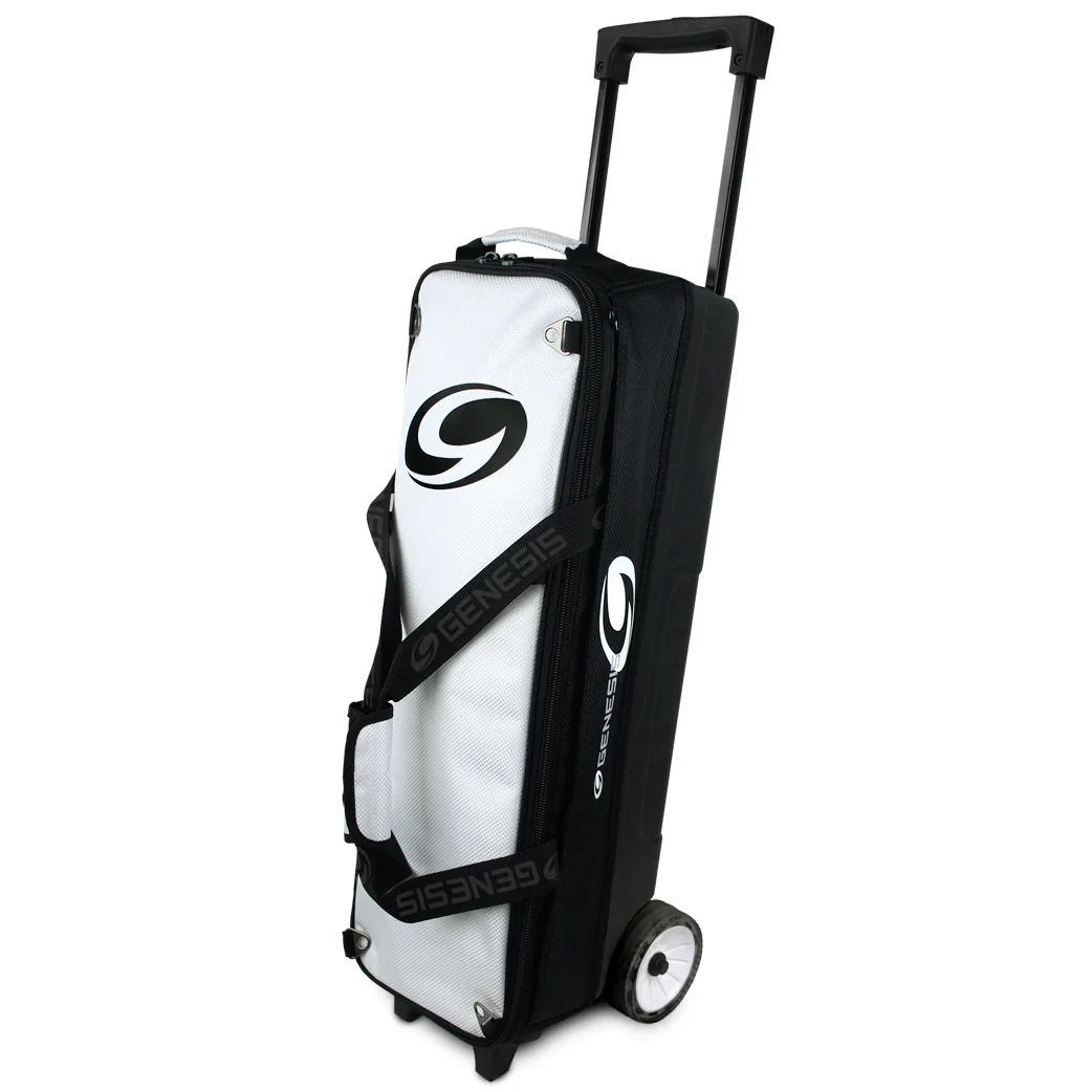 Genesis Sport Modular 3 Ball Triple Tote Black bowling bag front view showing three ball openings and telescoping handle