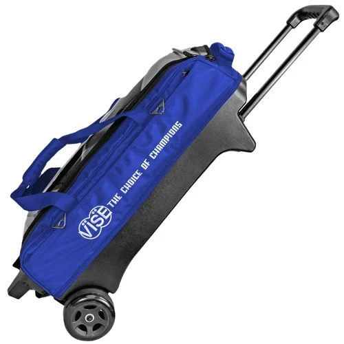 Vise 3 Ball Triple Tote Tournament Roller Blue front view with clear top and telescoping handle