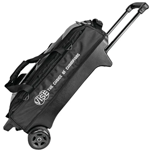 Vise 3 Ball Triple Tote Tournament Roller Black front view with clear top and telescoping handle