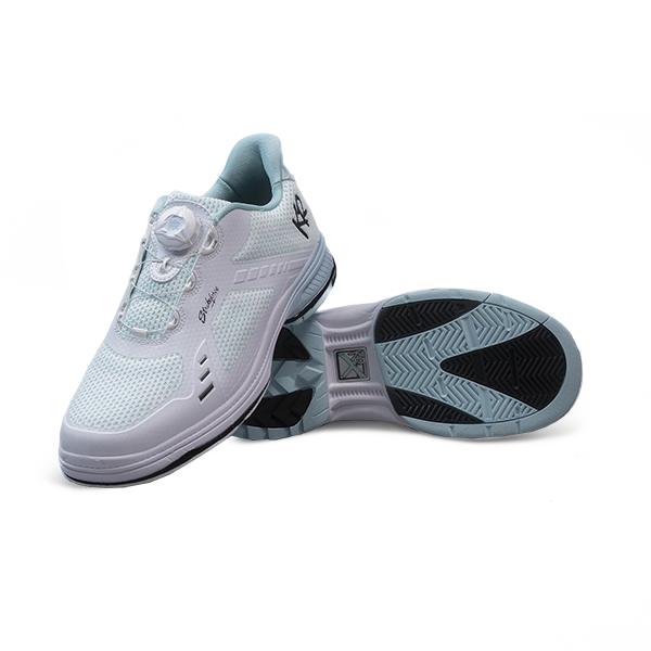 Lady Jet  wide width push foot shoe showing crystal rubber sole