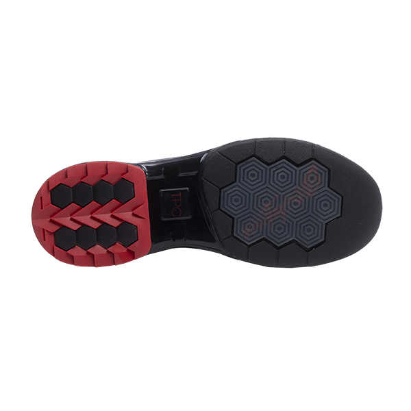 Maven push foot shoe showing crystal rubber sole on right shoe