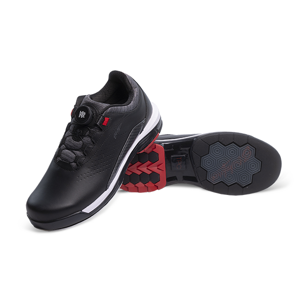 Maven push foot shoe showing crystal rubber sole and side view of shoe