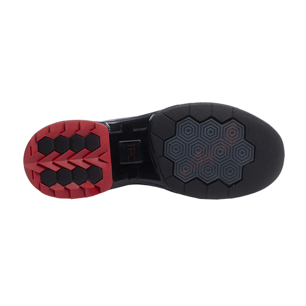 Maven push foot shoe showing crystal rubber sole on right shoe