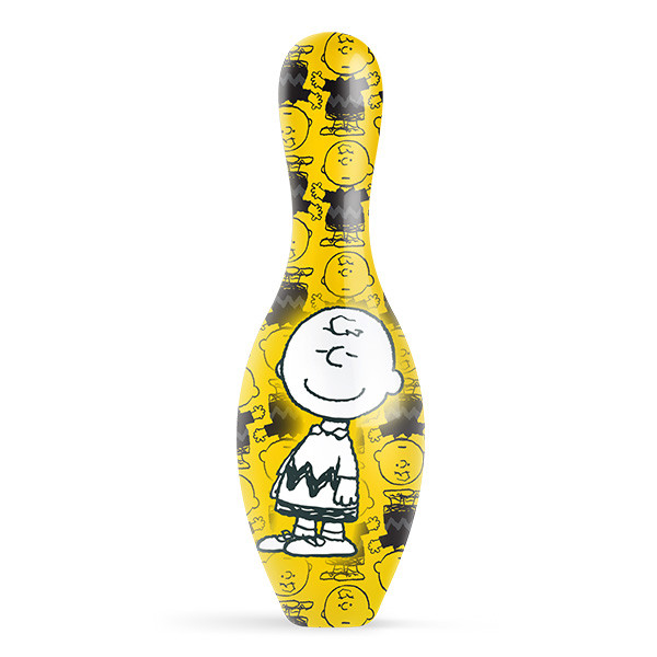 Charlie Brown Bowling Pin front view with zig-zag shirt design