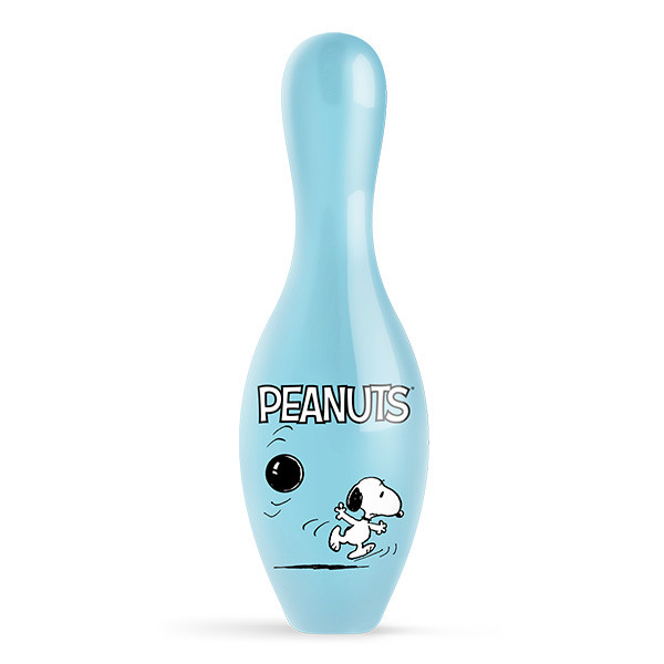 Snoopy holding bowling ball artwork on decorative bowling pin