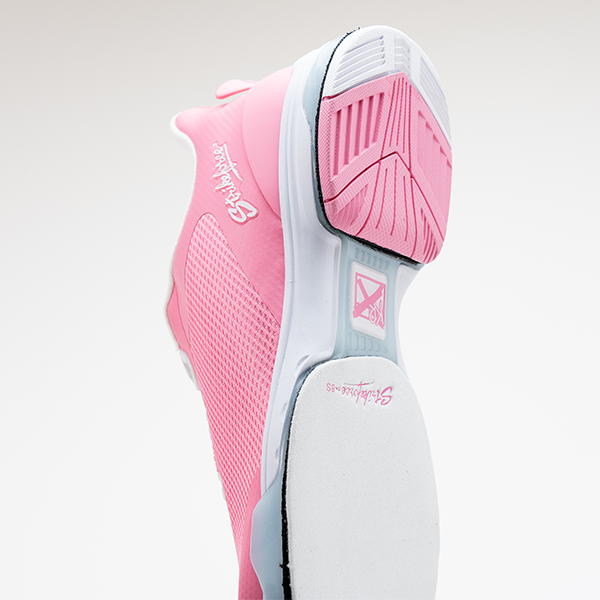KR Strikeforce TPC Hype LT left slide shoe with white Clarino #8 microfiber slide pad