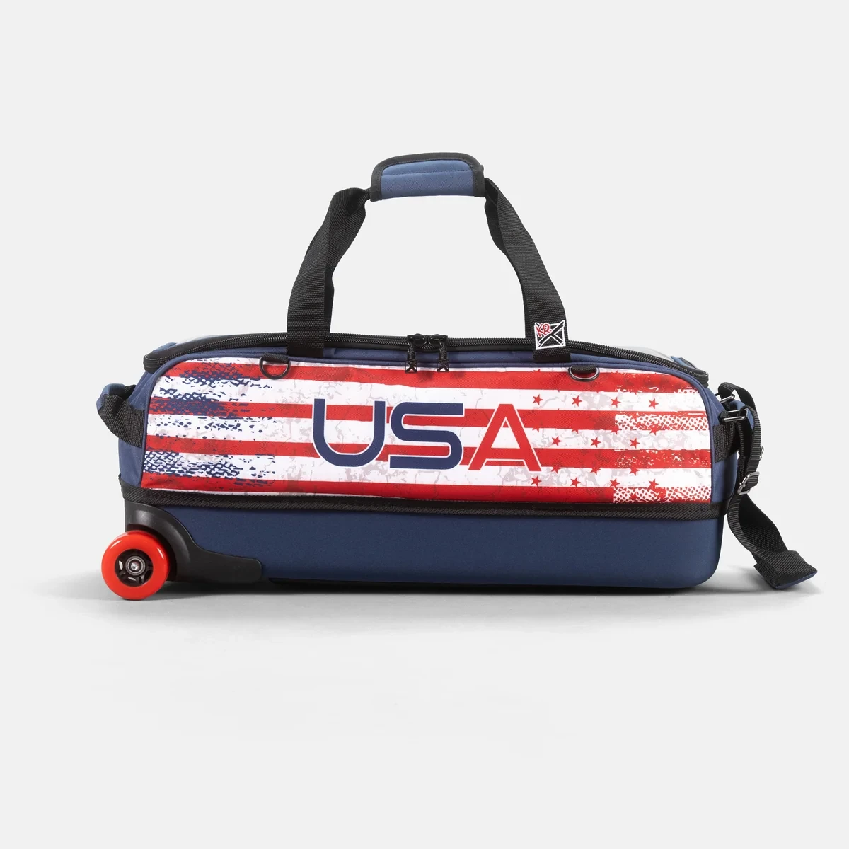 KR Strikeforce USA Slim Triple Tote 3 ball bowling bag, end profile view