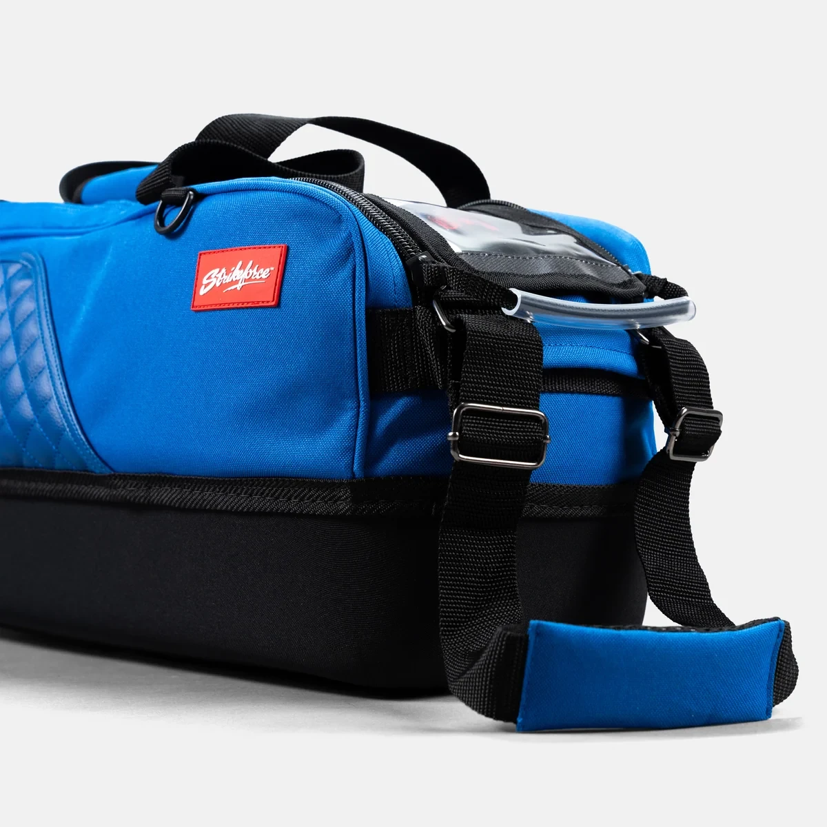 KR Strikeforce Diamond Slim Triple Tote bowling bag in Baltic Blue, quarter view