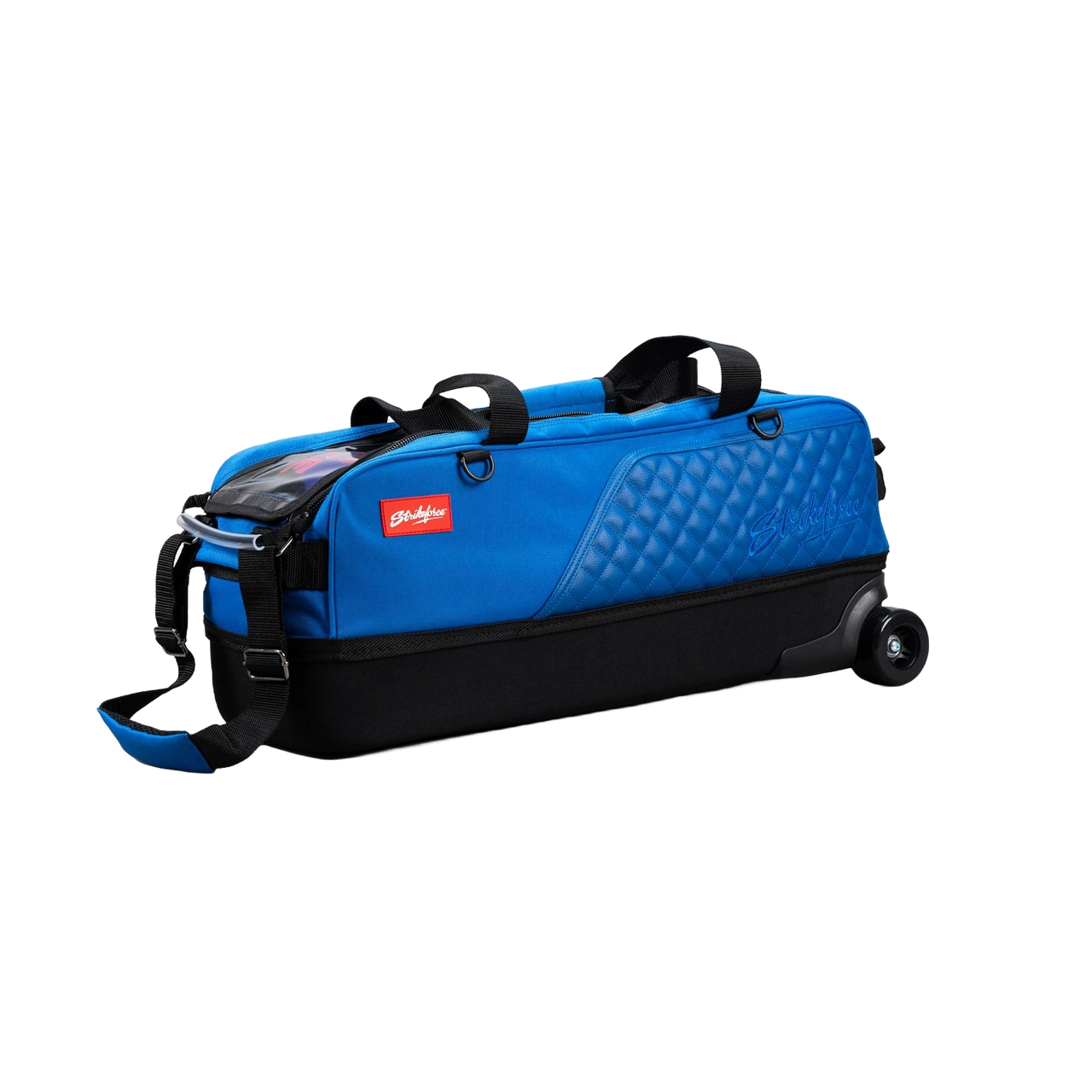 Baltic Blue KR Strikeforce Diamond Slim Triple Tote side view with quilted leather accent panel