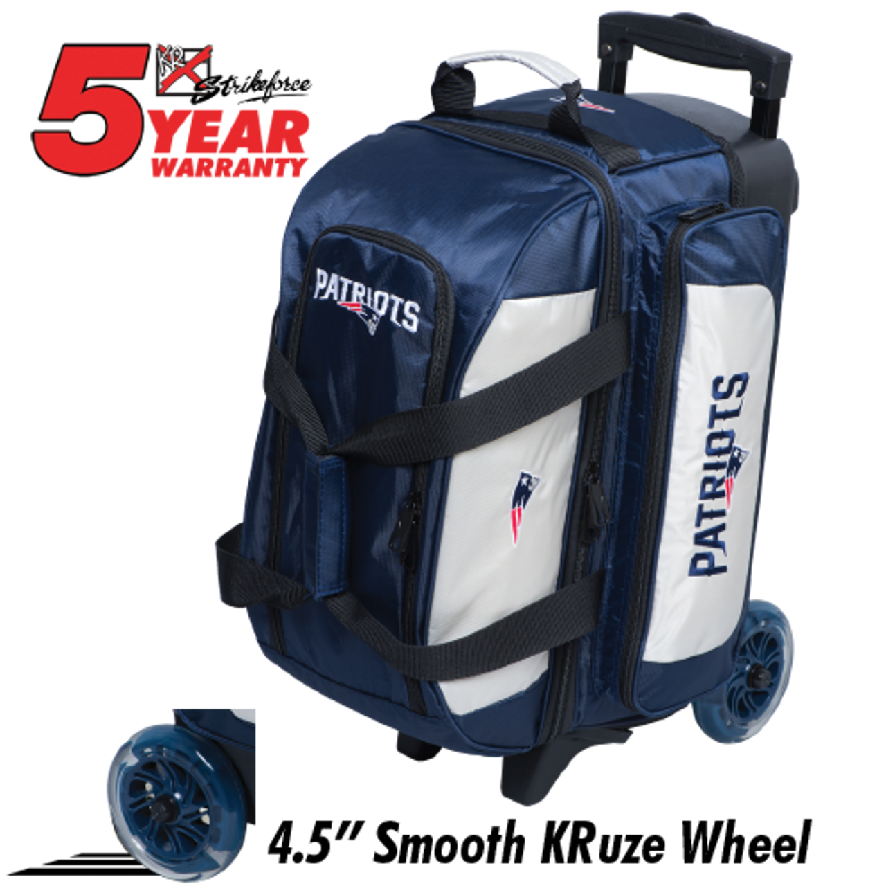 KR Strikeforce NFL New England Patriots 2 Ball Roller Bowling Bag