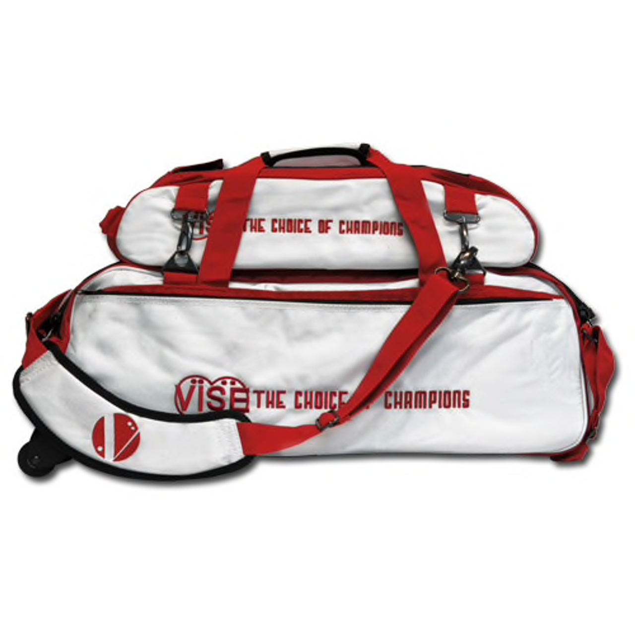 Vise Clear Top Triple Tote Bag with Shoe Pouch White/Red