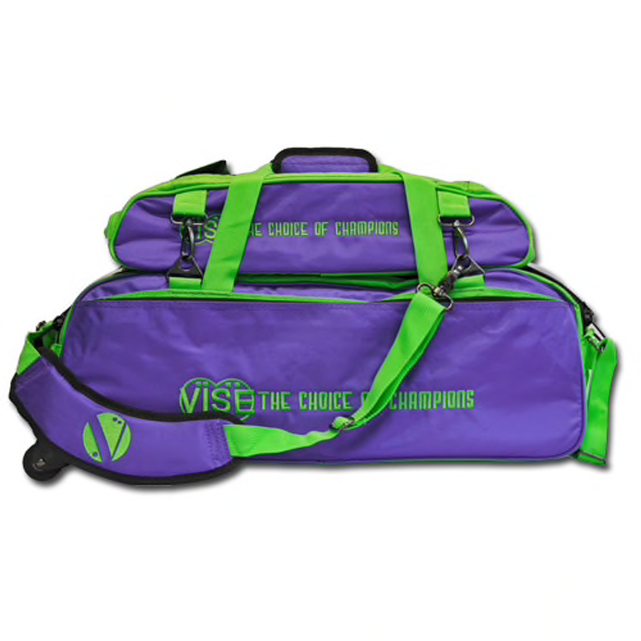Vise Clear Top Triple Tote Bag with Shoe Pouch Grape/Green