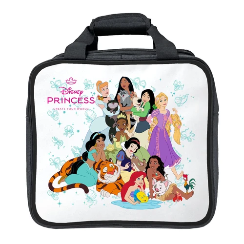 KR Strikeforce Disney Princesses 1 Ball Tote Bowling Bag constructed of 600D lightweight fabric