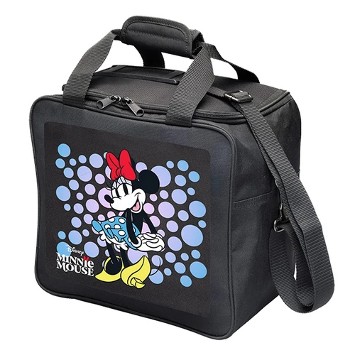 Disney Minnie Mouse single ball bowling bag with adjustable shoulder strap and padded handle