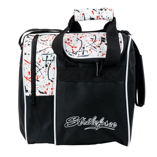 KR Strikeforce Rook Single Tote Bowling Bag White Black Red Splash