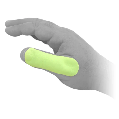 Bowler’s thumb wrapped with Genesis Excel Glow Yellow performance tape for fit and protection