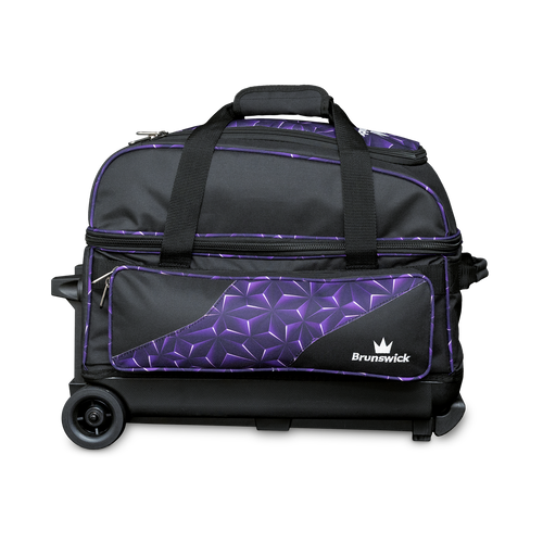 Brunswick Zone Double Roller purple prism large front zippered pocket and shoe compartment