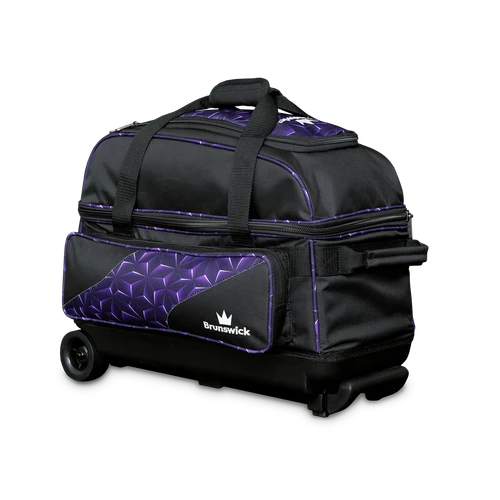 Brunswick Zone Double Roller purple prism 2 ball bowling bag front view