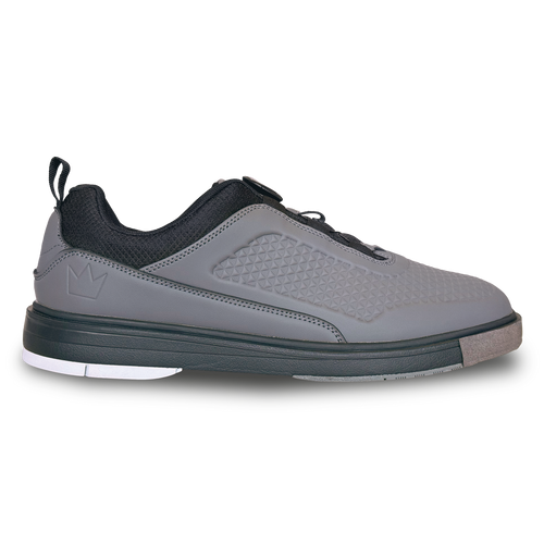 Brunswick Fusion Graphite men’s right‑hand bowling shoes side view showing graphite synthetic upper and dial lacing system