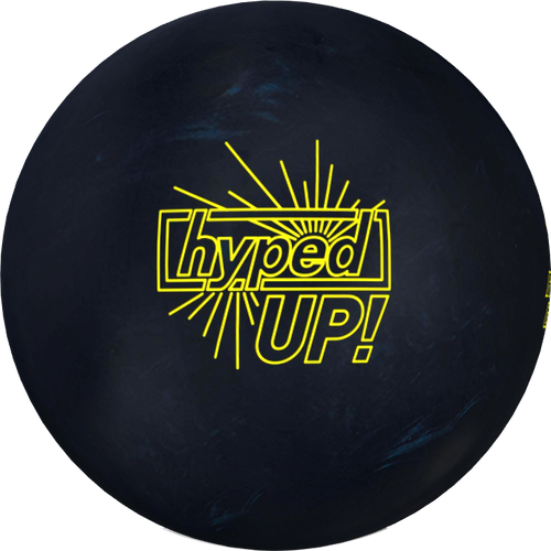 Roto Grip Hyped UP bowling ball front view showing black and black pearl swirl with Roto Grip logo